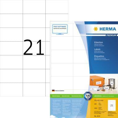 Universaletikett HERMA PREMIUM 70 x 423 mm (B x H) nicht wieder ablösbar Papier weiß 4200 Etik/Pack HERMA