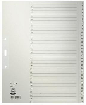 Zahlenregister Leitz DIN A4 Überbreite 100g/m² 1-31 Tauenpapier recycelt grau LEITZ