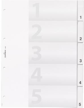 Ordnerregister DURABLE DIN A4 1-5 blanko Kunststoff transparent 5 Registerblätter DURABLE