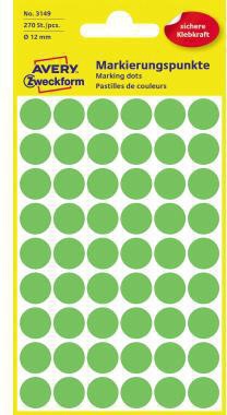 Markierungspunkt Avery Zweckform 12mm Papier leuchtgrün 270 Etik/Pack AVERY ZWECKFORM
