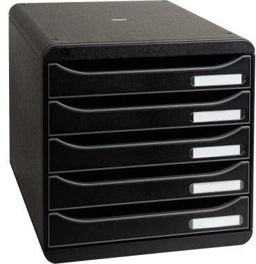 Schubladenbox Exacompta BIG-BOX plus 5 Schubladen DIN A4 Überbreite Polystyrol Gehäusefarbe: schwarz Farbe der Schublade: