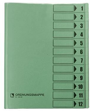 Ordnungsmappe Bene DIN A4 250g/m² Farbe: grün 12 Fächer BENE