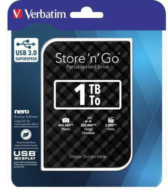 Festplatte extern Verbatim Store 'n' Go 119 x 81 x 145 mm (B x H x T) USB 30 1 Tbyte inkl USB 30-Kabel Kurzanleitung