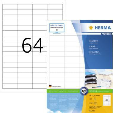 Universaletikett HERMA PREMIUM 483 x 169 mm (B x H) nicht wieder ablösbar Papier weiß 6400 Etik/Pack HERMA