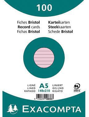 Karteikarte Exacompta DIN A5 liniert rosa 100 St/Pack EXACOMPTA