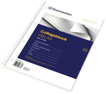 Collegeblock Soennecken DIN A4 kariert 70g/m² 80 Bl Soennecken DIN A4 kariert 70g/m² 80 Bl SOENNECKEN