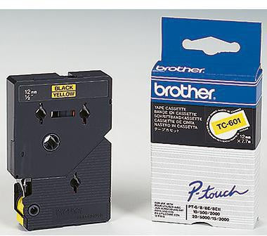Schriftbandkassette Brother P-touch TC-601 12 mm x 77 m (B x L) gelb schwarz BROTHER