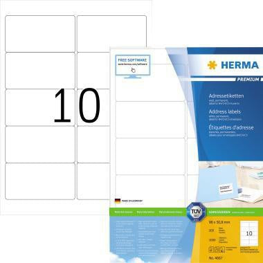 Universaletikett HERMA PREMIUM 96 x 508 mm (B x H) nicht wieder ablösbar Papier weiß 1000 Etik/Pack HERMA