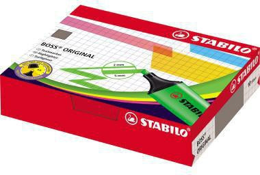 Textmarker STABILO® BOSS® ORIGINAL 2-5mm farbig sortiert Keilspitze 10 St/Pack STABILO