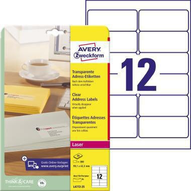 Adressetikett Avery Zweckform QuickPEELT 991 x 423 mm (B x H) Polyester transparent 300 Etik/Pack AVERY ZWECKFORM