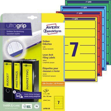 Ordnerrückenetikett Avery Zweckform ultragrip schmal/kurz 38 x 192 mm (B x H) selbstklebend ohne Griffloch grün – Ansicht 3