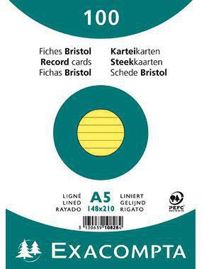 Karteikarte Exacompta DIN A5 liniert gelb 100 St/Pack EXACOMPTA