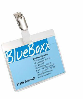 Namensschild DURABLE 90 x 60 mm (B x H) inkl blanko Einsteckschildern drehbarer Clip transparent 25 St/Pack DURABLE
