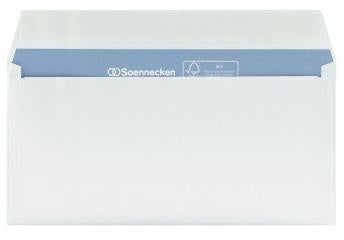 Briefumschlag Soennecken Premium DIN lang 220 x 110 mm (B x H) ohne Fenster 100g/m² mit Haftklebung Papier weiß 200 St/Pack