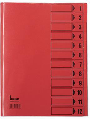 Ordnungsmappe Bene DIN A4 230g/m² Farbe: intensivrot 12 Fächer BENE