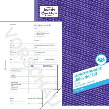 Lohnabrechnung Avery Zweckform DIN A4 nicht selbstdurchschreibend 1 Durchschlag 50 Bl AVERY ZWECKFORM