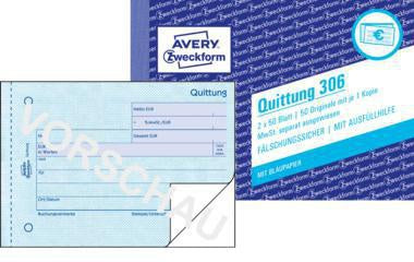 Quittung Avery Zweckform DIN A6 quer nicht selbstdurchschreibend 1 Durchschlag 2 x 50 Bl AVERY ZWECKFORM
