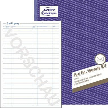 Postein-/Postausgang Avery Zweckform DIN A4 ohne Abheftlochung Klebebindung handschriftlich 50 Bl AVERY ZWECKFORM