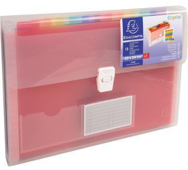 Fächermappe Exacompta Crystal DIN A4 inkl bunte Indexstreifen Polypropylen kristall 13 Fächer EXACOMPTA