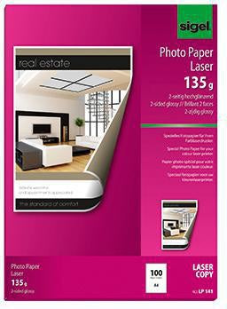 Fotopapier SIGEL DIN A4 21 x 297 cm (B x H) 135g/m² hochweiß hochglänzend 100 Bl/Pack SIGEL