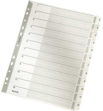 Zahlenregister Leitz DIN A4 160g/m² 1-12 Karton grau Leitz DIN A4 160g/m² 1-12 Karton grau LEITZ