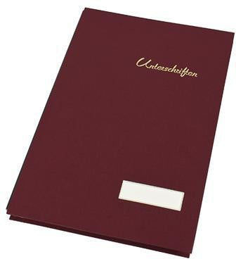 Unterschriftenmappe Soennecken DIN A4 Leinen rot schwarz 20 Fächer SOENNECKEN