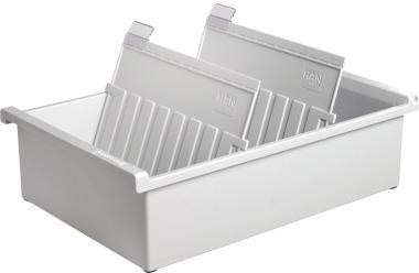 Karteitrog HAN 228 x 96 x 346 cm (B x H x T) DIN A5 quer 1300 Karten Polystyrol lichtgrau 2 Stützplatten HAN
