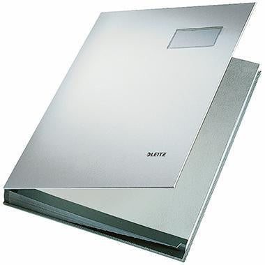 Unterschriftenmappe Leitz DIN A4 Graupappe 100 % recycelt grau grau 20 Fächer LEITZ