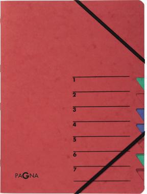 Ordnungsmappe PAGNA EASY DIN A4 225g/m² Pressspankarton Farbe: rot Farbe des Fächerblocks: mehrfarbig 7 Fächer PAGNA