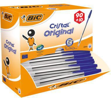Kugelschreiber BIC® Cristal® Original 04mm blau dokumentenecht Farbe des Schaftes: transparent 100 St/Pack BIC