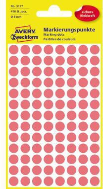 Markierungspunkt Avery Zweckform 8mm Papier leuchtrot 416 Etik/Pack AVERY ZWECKFORM