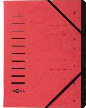 Ordnungsmappe PAGNA DIN A4 240g/m² Pressspankarton Farbe: rot Farbe des Fächerblocks: schwarz 12 Fächer PAGNA
