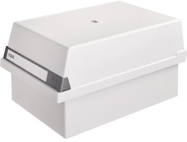 Karteikasten HAN 234 x 18 x 36 cm (B x H x T) DIN A5 quer 1300 Karten Polystyrol lichtgrau 2 Stützplatten HAN
