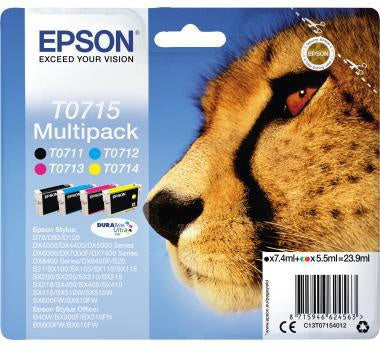 Tintenpatrone Epson Originalzubehör T0715 ca 245 Seiten schwarz ca 345 Seiten cyan ca 250 Seiten magenta ca 415 Seiten gelb