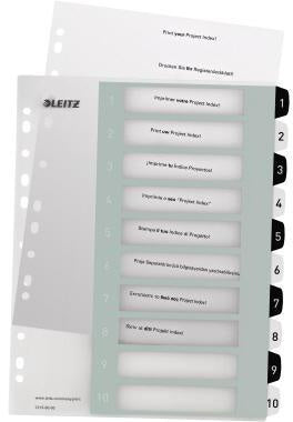 Zahlenregister Leitz WOW DIN A4 Überbreite 1-10 Polypropylen schwarz/weiß LEITZ