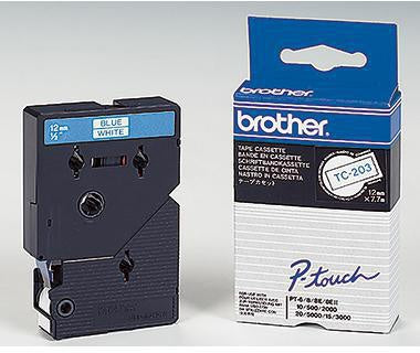 Schriftbandkassette Brother P-touch TC-203 12 mm x 77 m (B x L) weiß blau BROTHER