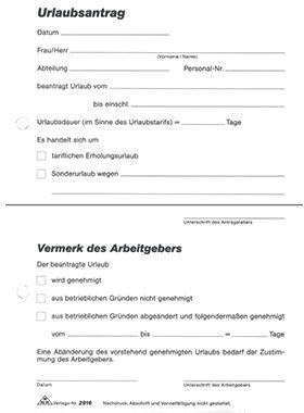 Urlaubsantrag RNK Verlag DIN A5 selbstdurchschreibend 2 x 40 Bl 1 Durchschlag RNK VERLAG