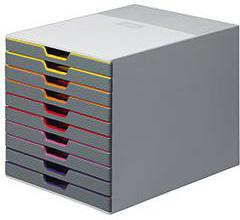 Schubladenbox DURABLE VARICOLOR® 10 10 Schubladen DIN A4 DIN C4 Folio Letter ABS Kunststoff Gehäusefarbe: grau Farbe der