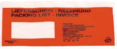 Dokumententasche Lieferschein-Rechnung DIN C5 240 x 165 mm (B x H) Polyethylen rot 250 St/Pack NEUTRALWARE