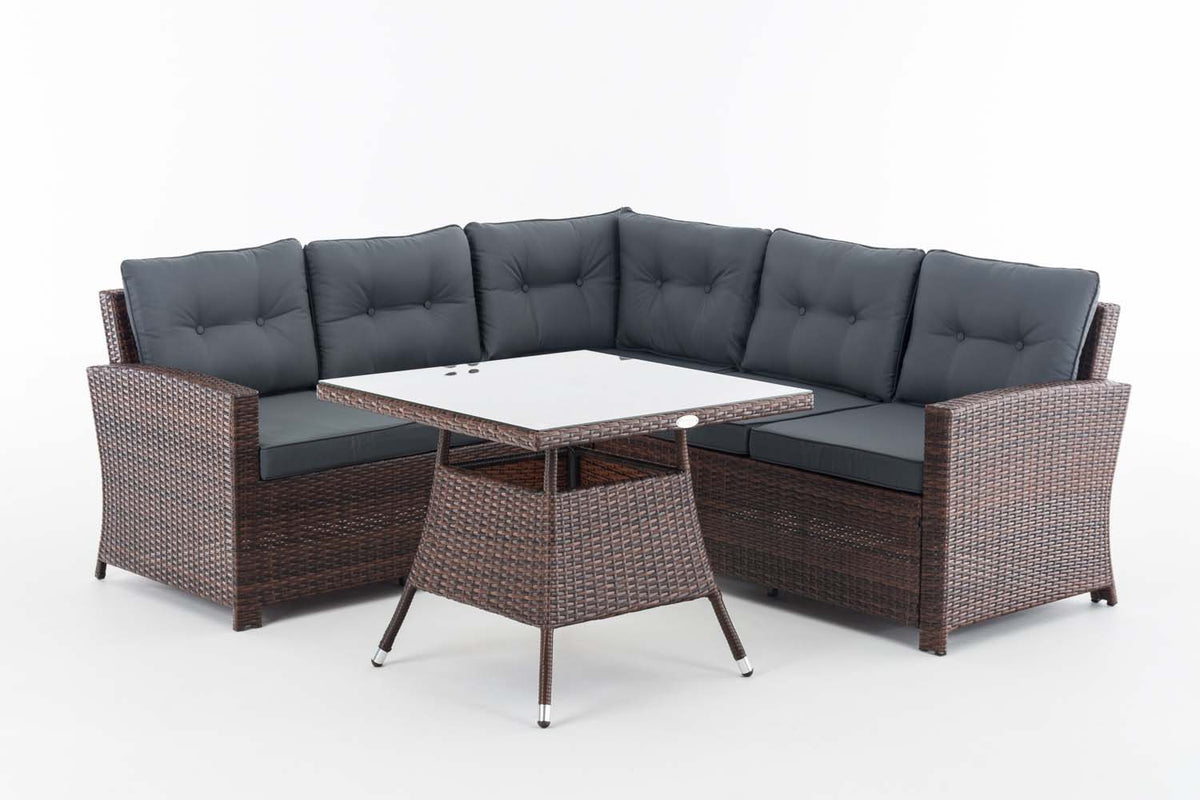 Eckgarnitur Sierra Flachrattan eisengrau – Ansicht 2