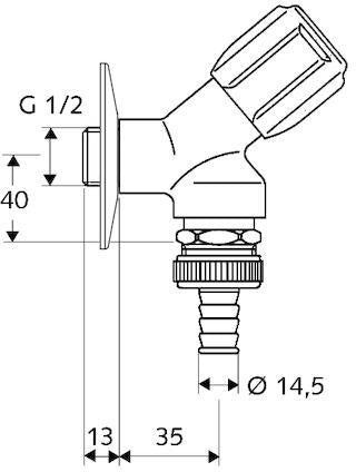 SCHELL Geräteschrägsitzventil COMFORT chrom mit RFV und RB 1/2Zoll SCHELL – Ansicht 3