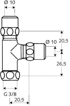 SCHELL T-Stück m beweglicher Überwurfmutter 3/8Zoll chr SCHELL – Ansicht 3