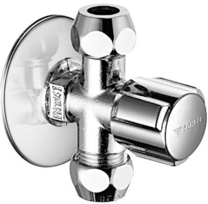 SCHELL Eckventil COMFORT 1/2Zoll chrom mit 2 Abgängen 3/8Zoll SCHELL