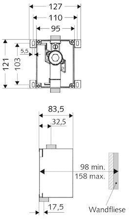 Schell Urinal-Wandeinbau-Spülarmatur C I Rohbauset 1/2Zoll SCHELL – Ansicht 3
