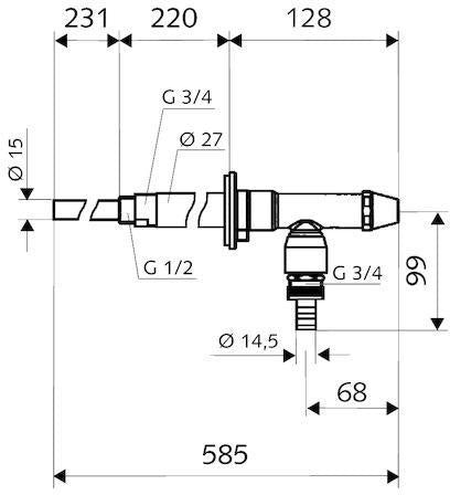 Schell Außenwandarmatur POLAR II frsi Komplettarmatur m Rohrbel mch SCHELL – Ansicht 3