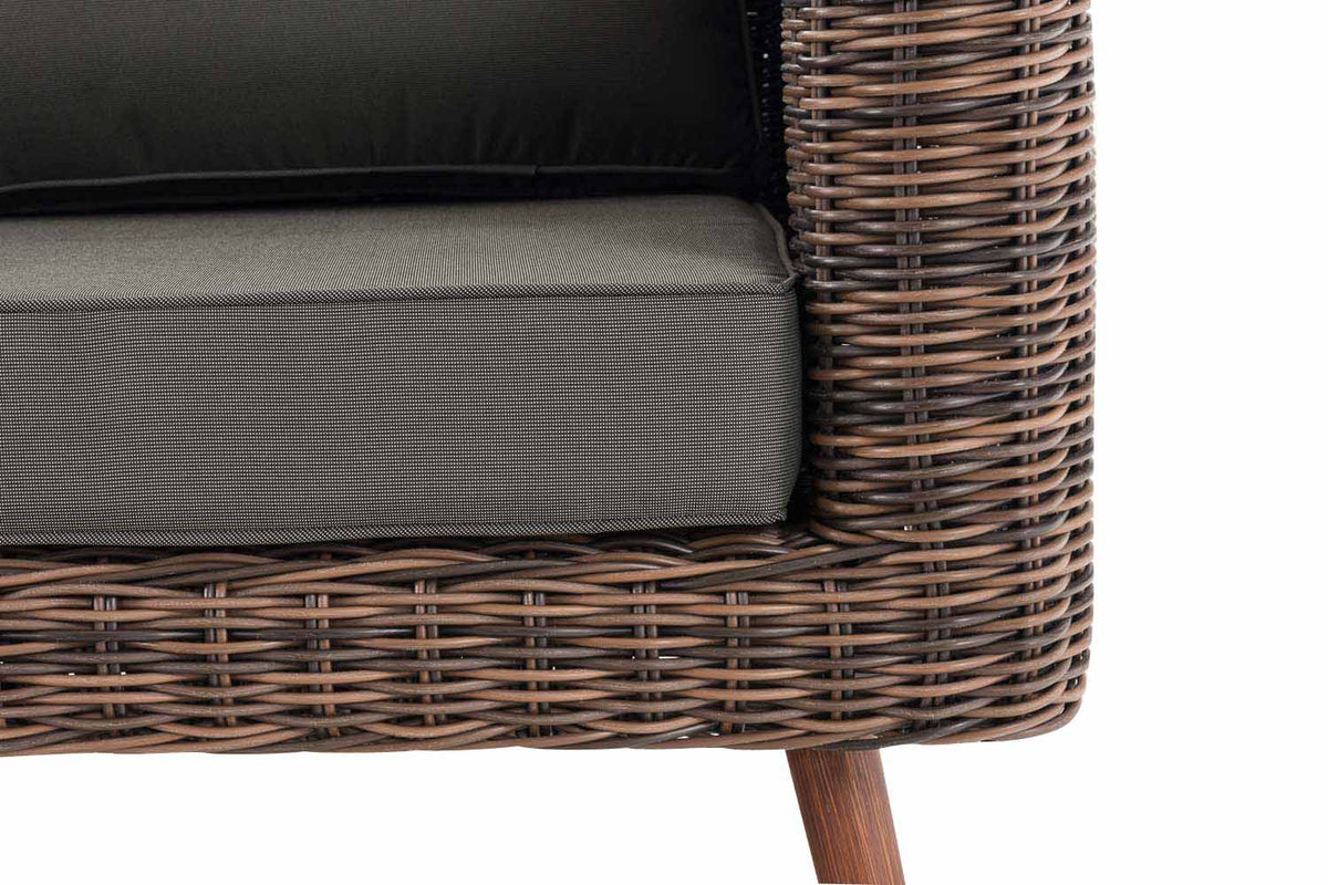 2er Sofa Molde mit Fußhocker Rundrattan braun-meliert 40 cm (Dunkelbraun) – Ansicht 14