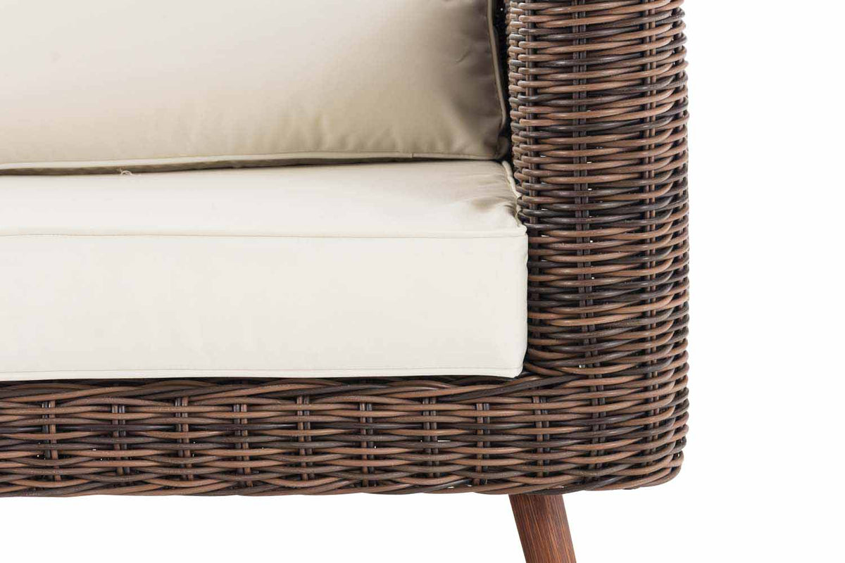 2er Sofa Molde mit Fußhocker Rundrattan braun-meliert 40 cm (Dunkelbraun) – Ansicht 7