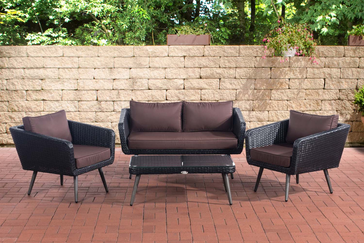 Loungeset Skara Flachrattan schwarz 45 cm (Dunkelgrau) – Ansicht 17