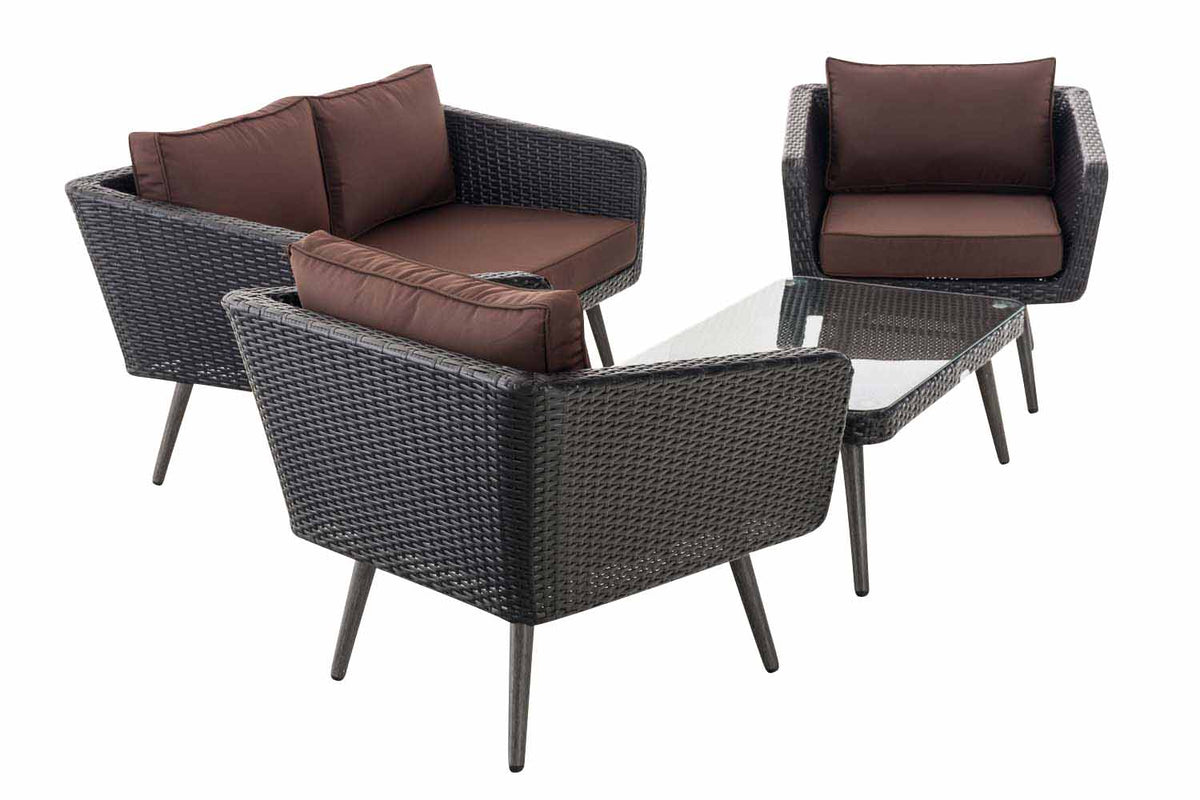 Loungeset Skara Flachrattan schwarz 45 cm (Dunkelgrau) – Ansicht 19