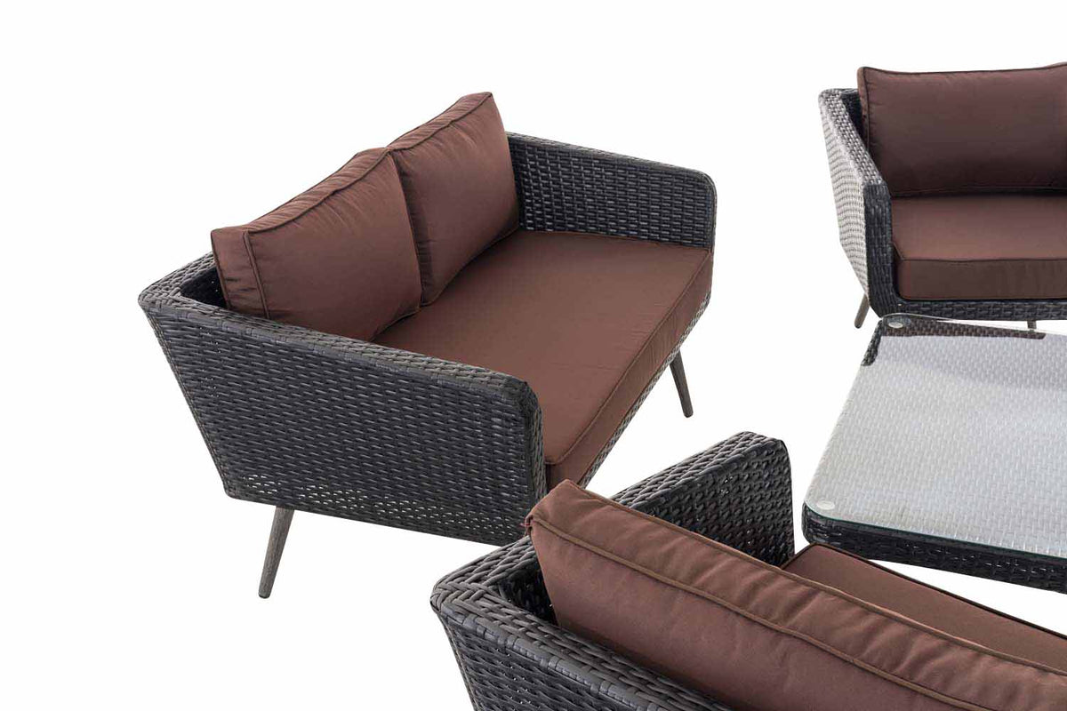Loungeset Skara Flachrattan schwarz 45 cm (Dunkelgrau) – Ansicht 20